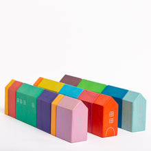 Load image into Gallery viewer, Multi-coloured Wooden House Blocks