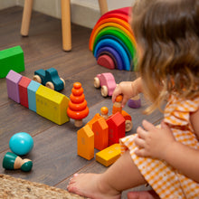 Load image into Gallery viewer, Multi-coloured Wooden House Blocks