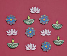Load image into Gallery viewer, decorative 3D printed counters on red background
