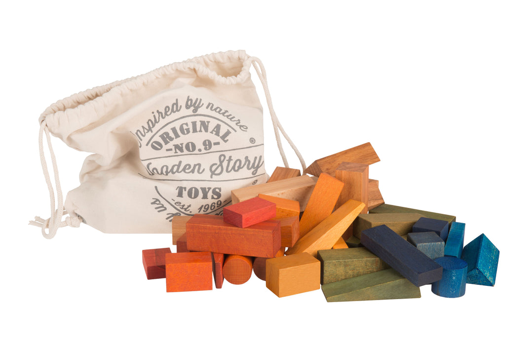 Wooden Story - Rainbow Blocks in sack - 100 pcs