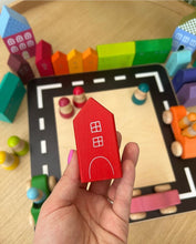 Load image into Gallery viewer, Multi-coloured Wooden House Blocks
