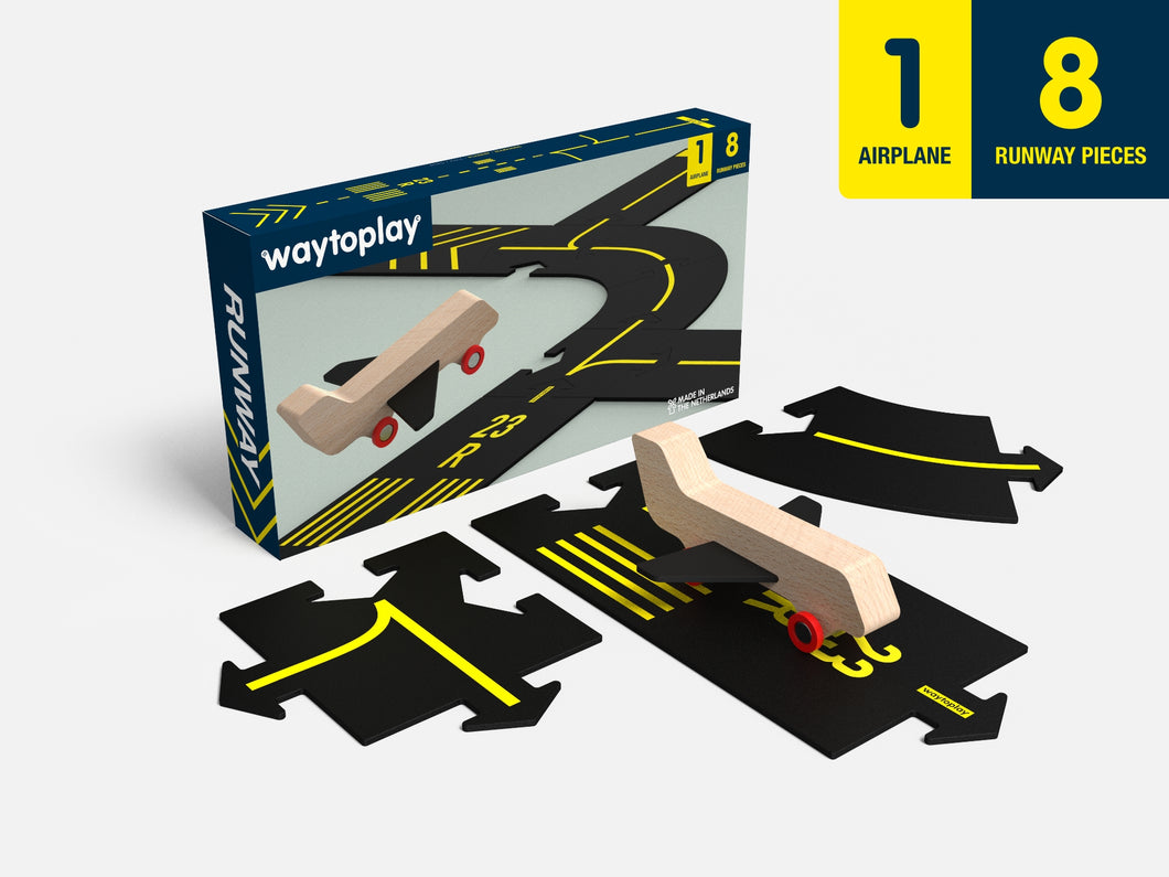 Way to Play - Airport Set with wooden aeroplane