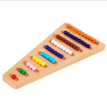 Load image into Gallery viewer, Color sorting toy with wooden base and beads in various colors on a white background
