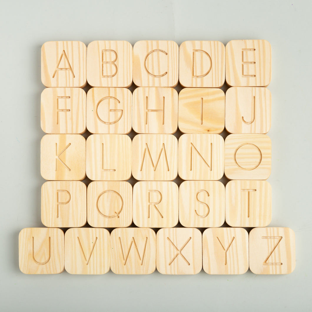 Wooden Upper Case Letter Tiles